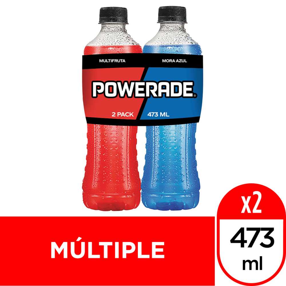 Powerade multifruta 473 ml + powerade mora azul 473 ml 2pack