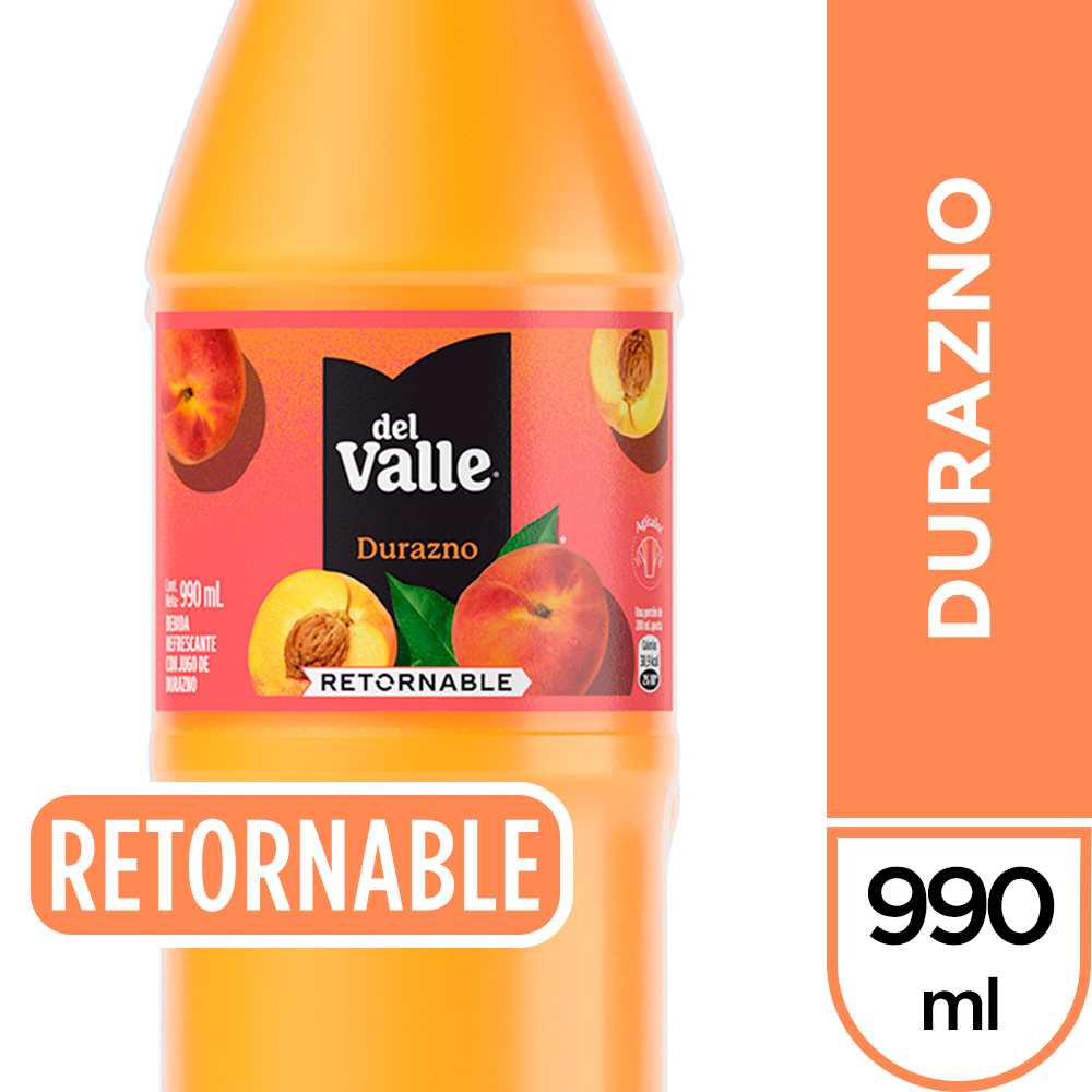 Del valle néctar durazno vidrio retornable 990 ml
