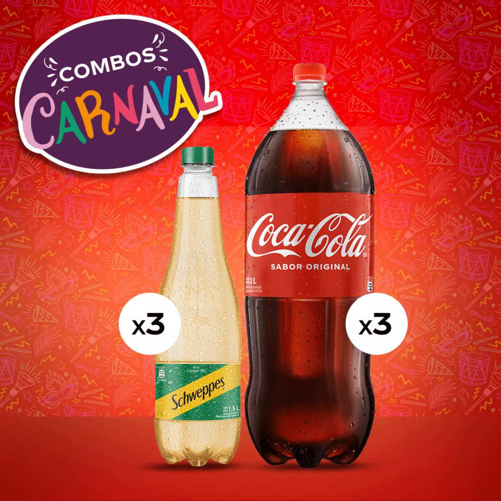 Schweppes ginger ale 1.5 lt 3pack + coca-cola original 3 lt 3pack