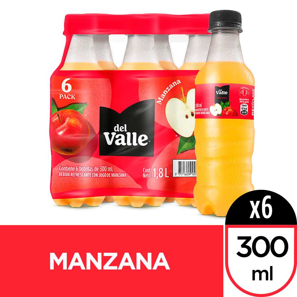 Del valle néctar manzana 300 ml 6pack
