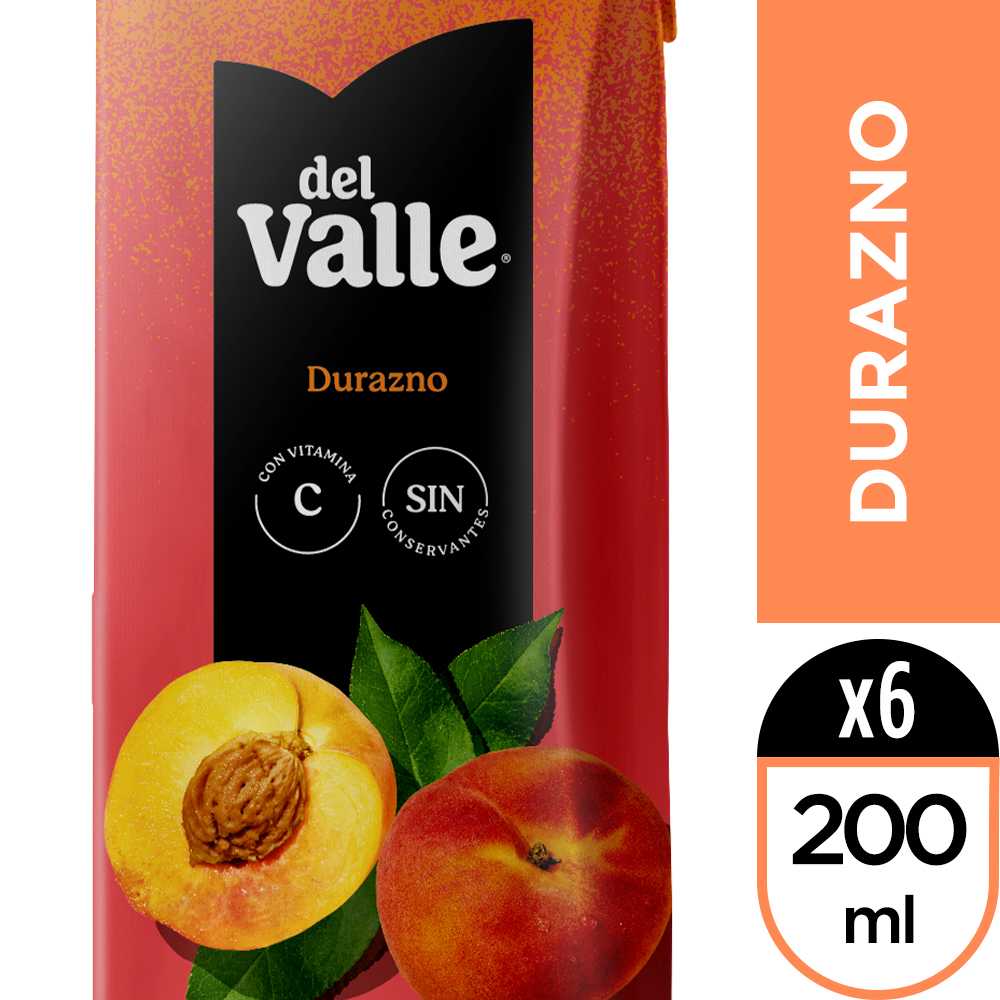 Del valle néctar durazno 200 ml 6pack