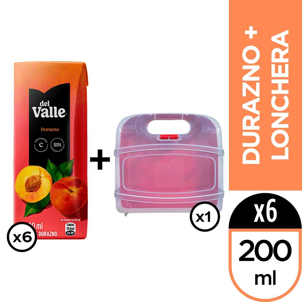 Del valle néctar durazno 200 ml 6pack + lonchera del valle