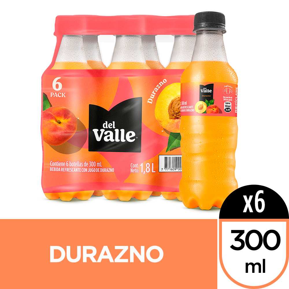Del valle néctar durazno 300 ml 6pack