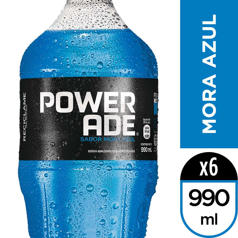 Powerade  mora azul 990 ml 6pack