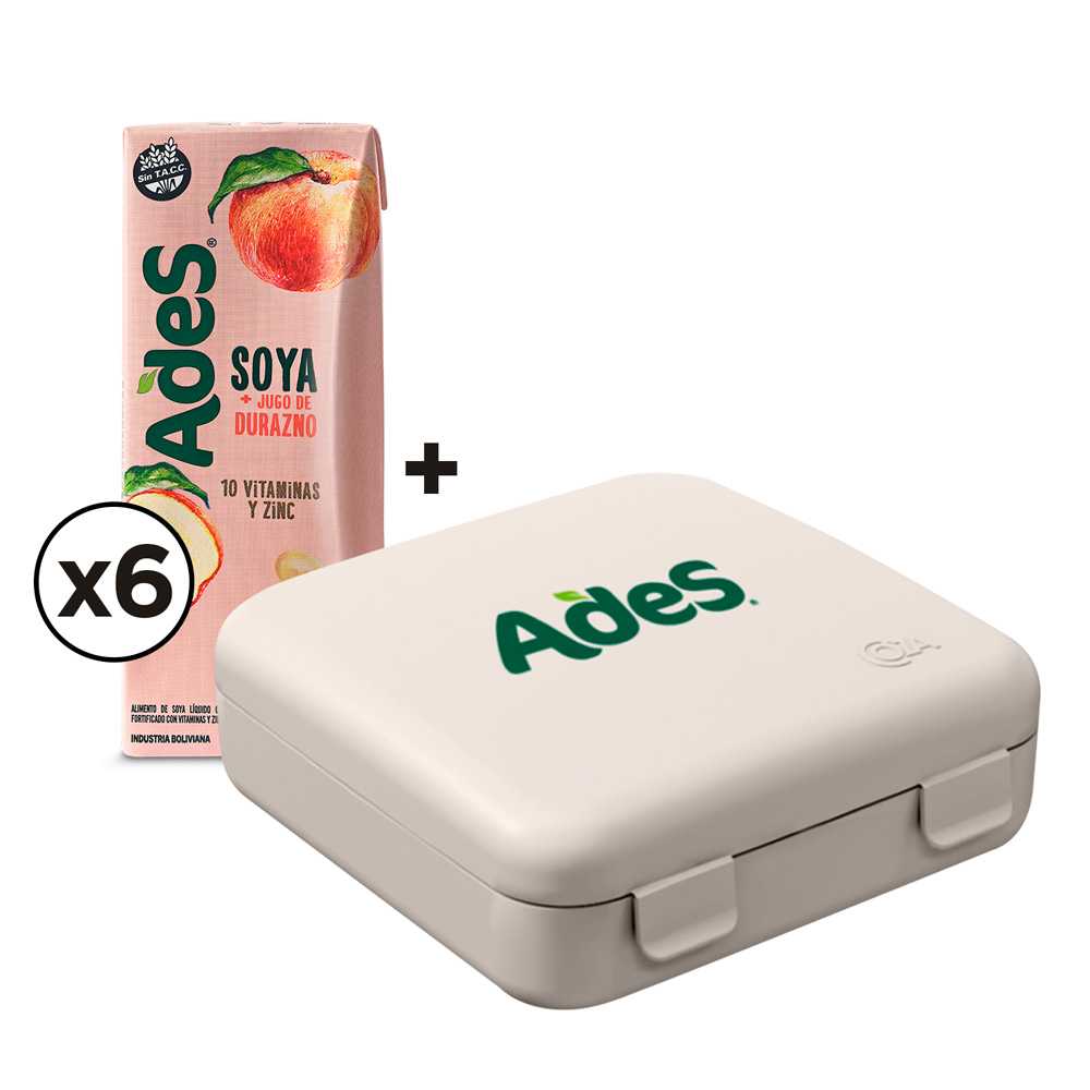 Ades durazno 200 ml 6pack + sandwichera