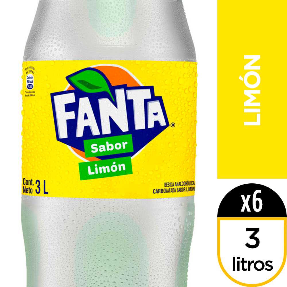 Fanta limón 3 lt 6pack