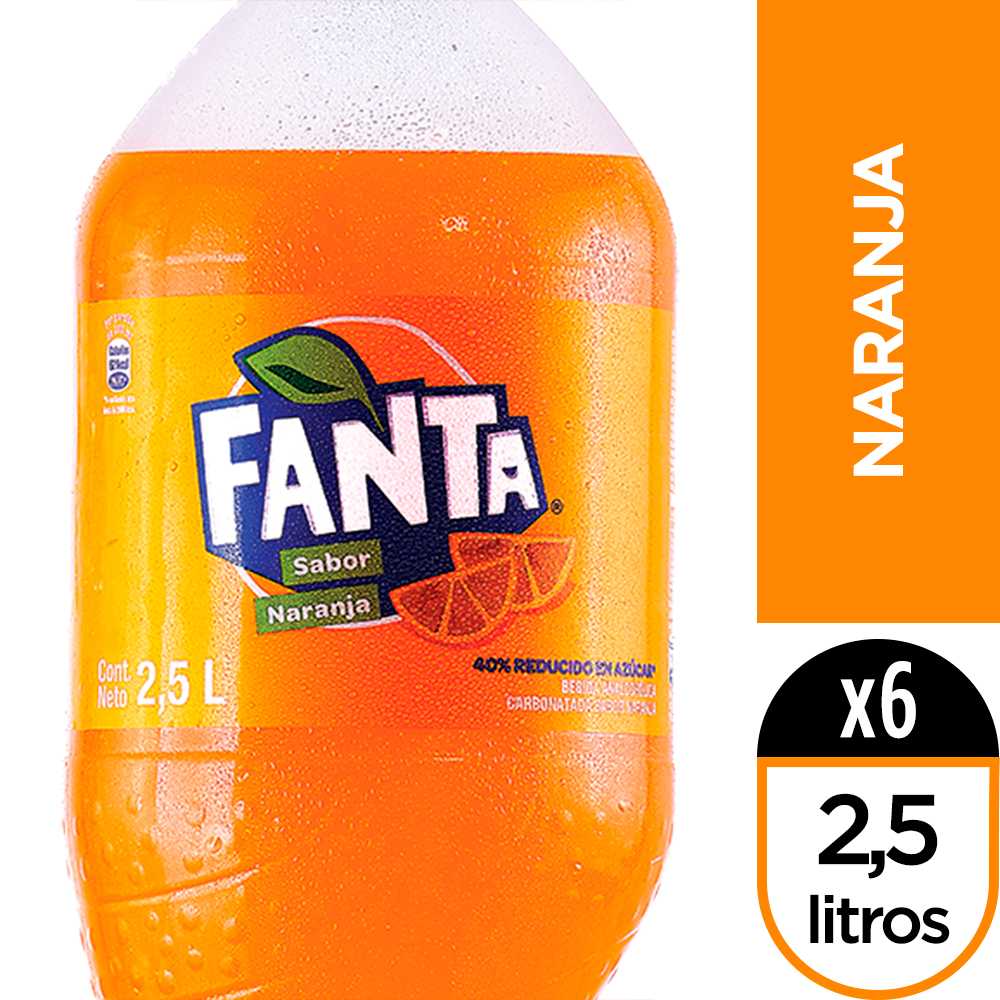 Fanta naranja 2.5 lt 6pack