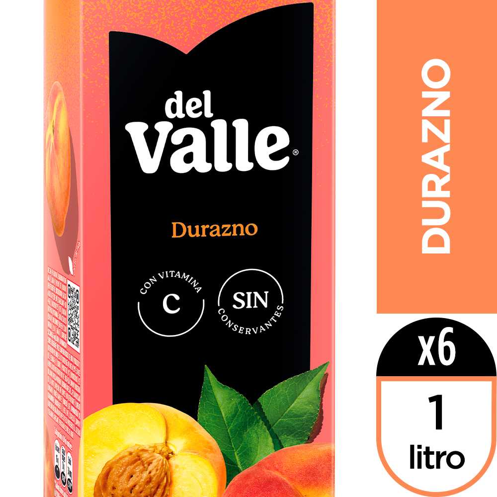 Del valle néctar durazno 1 lt 6pack