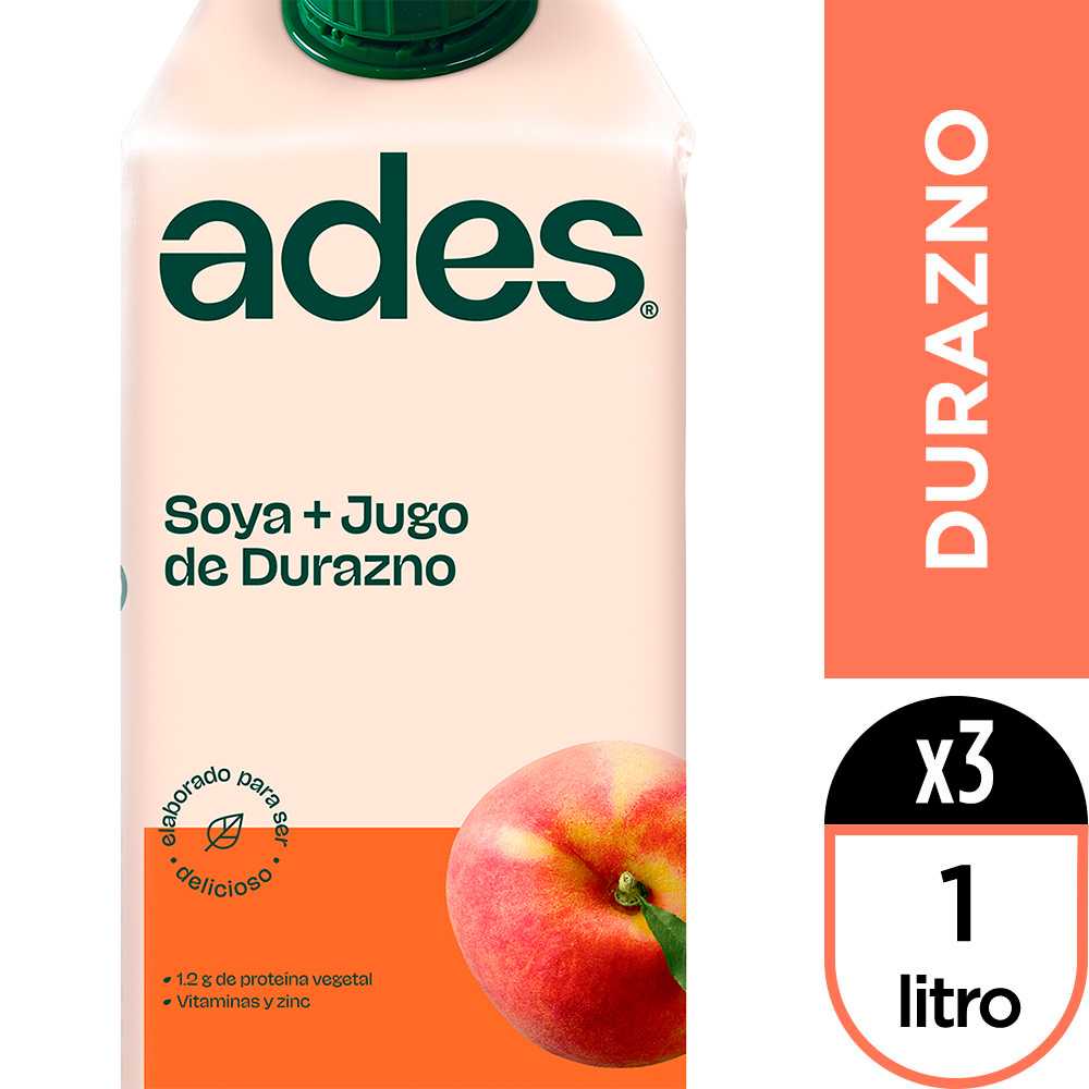 Ades durazno 1 lt 3pack