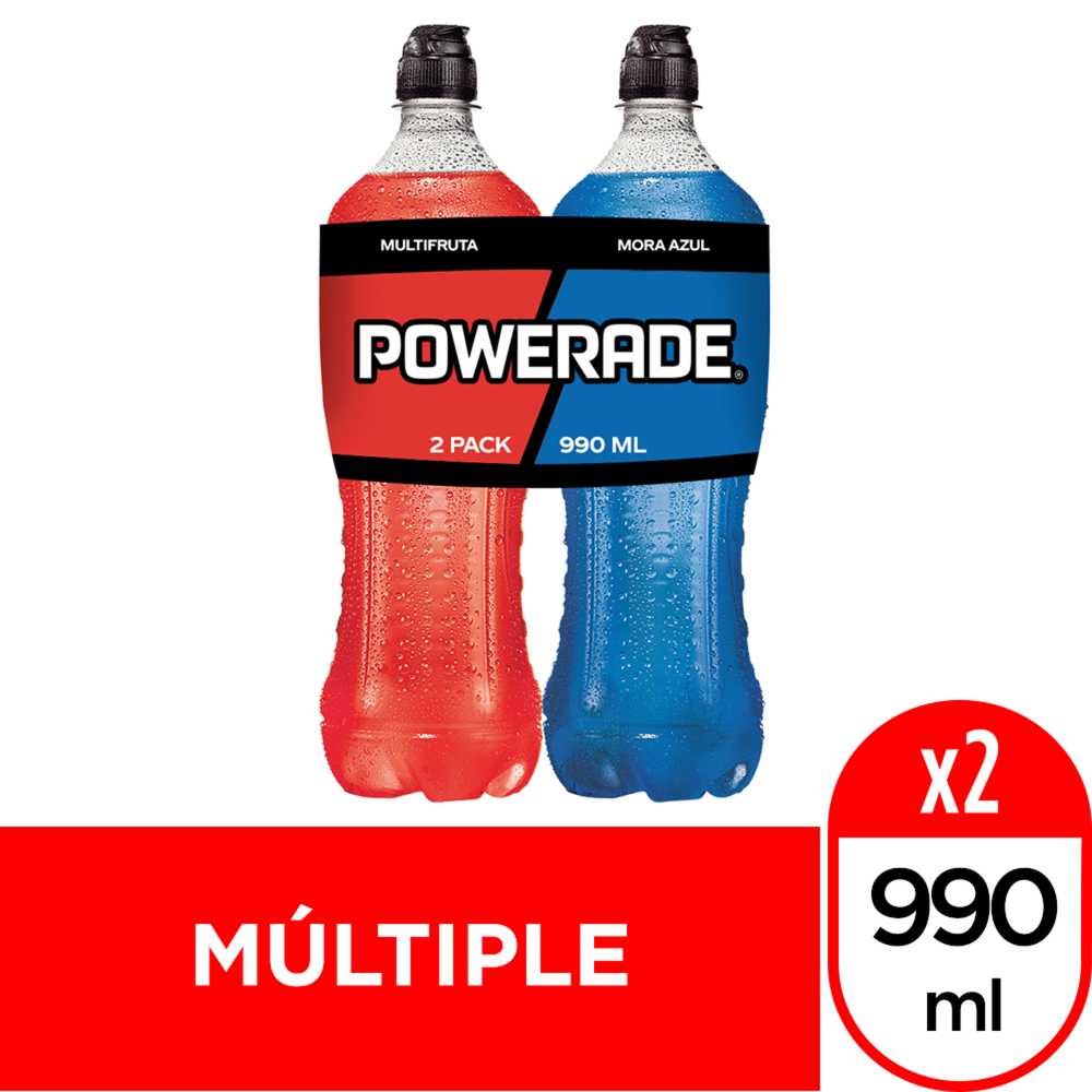Powerade multifruta 990 ml + powerade mora azul 990 ml 2pack