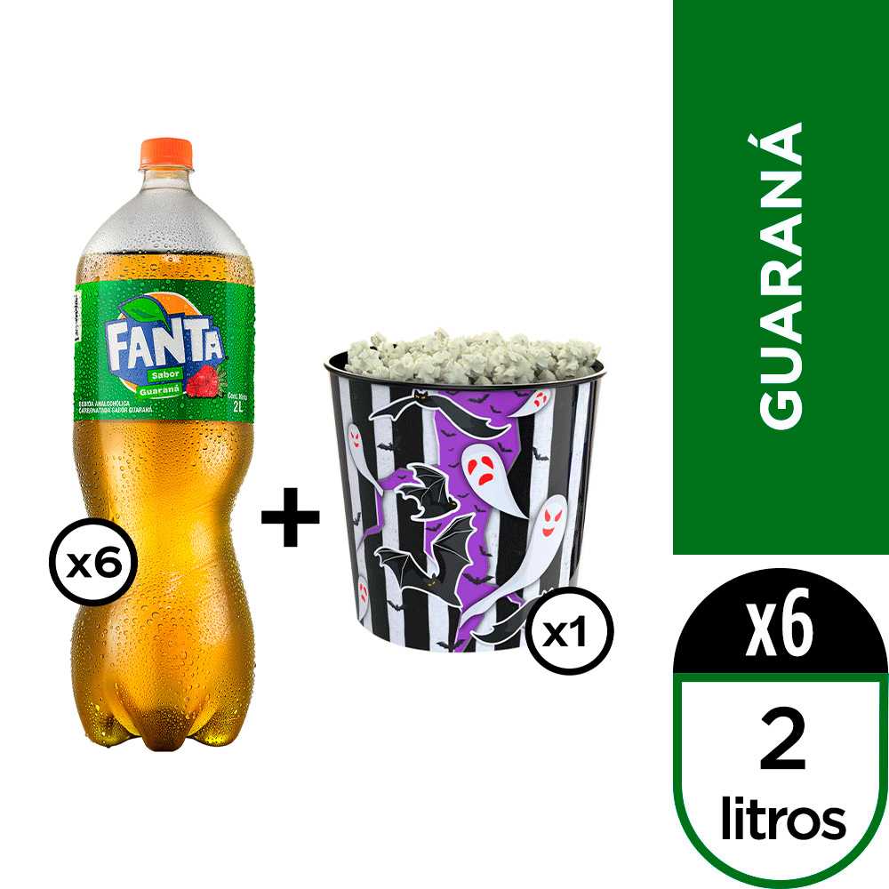 Fanta guaraná 2 lt 6pack + pipoquero fanta