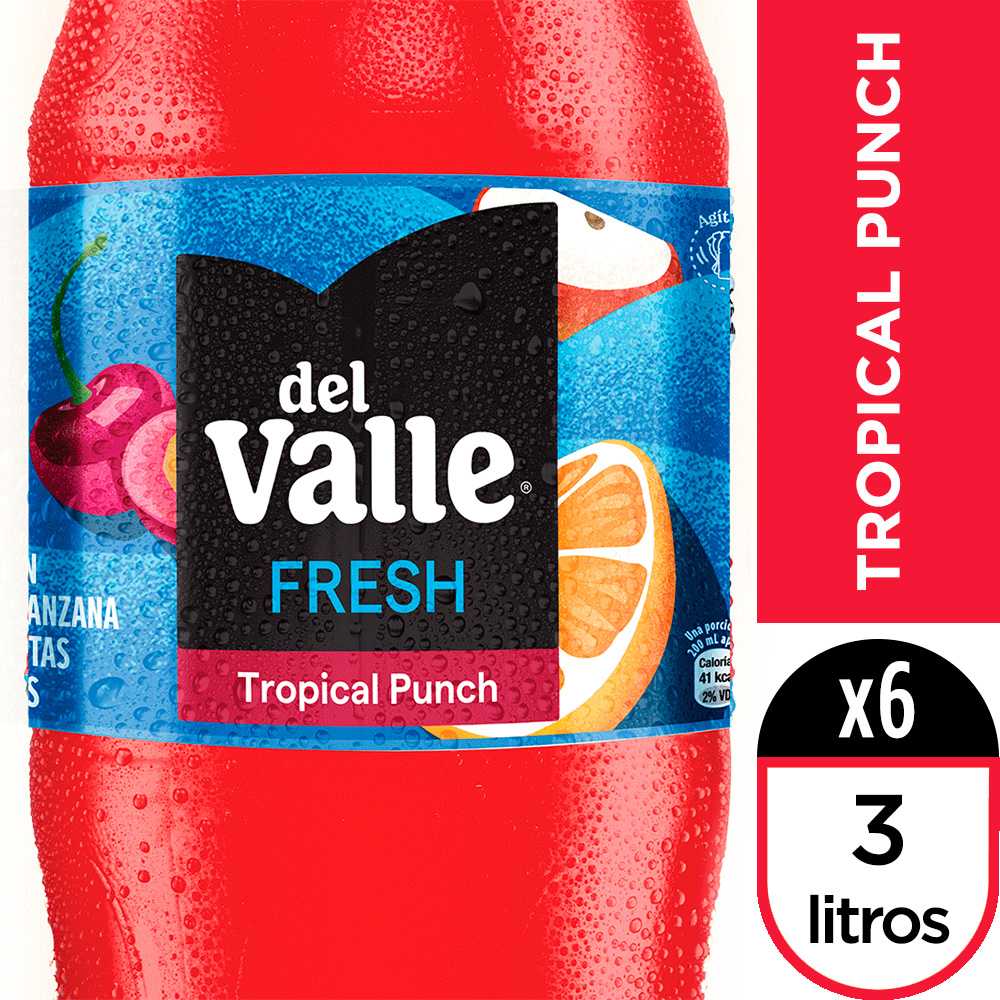 Del valle fresh tropical punch 3 lt 6pack