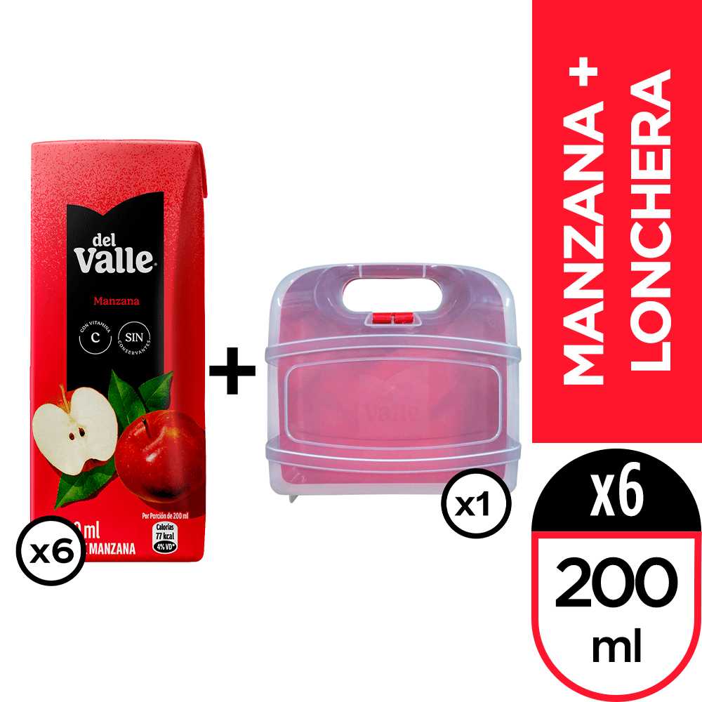 Del valle néctar manzana 200 ml 6pack + lonchera del valle
