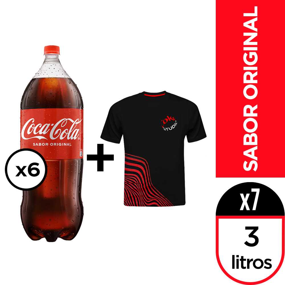 Coca-cola 3 lt 6pack + polera coke studio