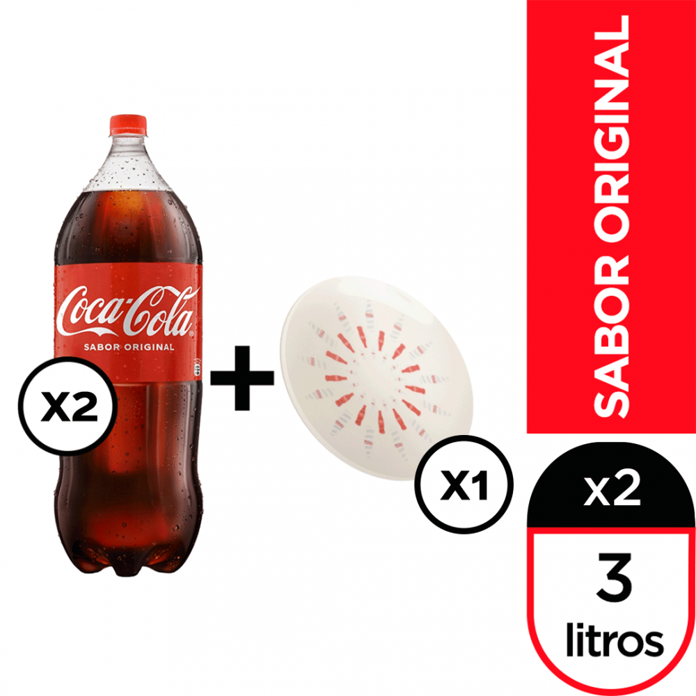 Coca-cola 3 lt 2pack + plato hondo
