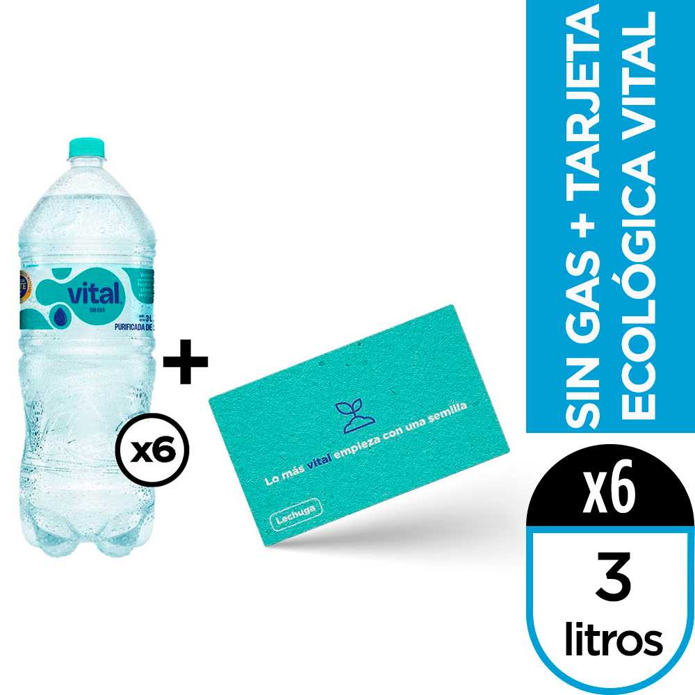 Vital sin gas 3 lt  6pack + tarjeta ecológica vital