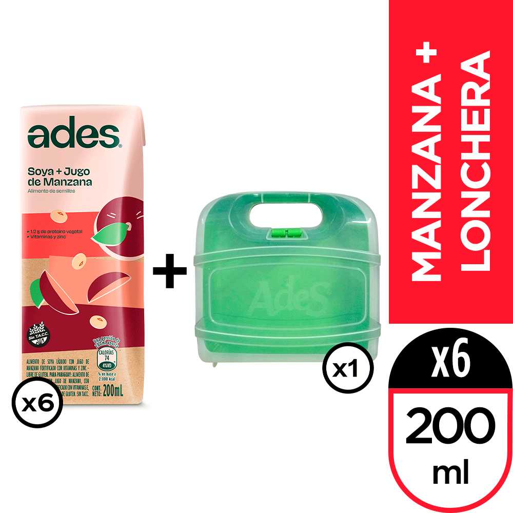 Ades manzana 200 ml 6pack + lonchera ades