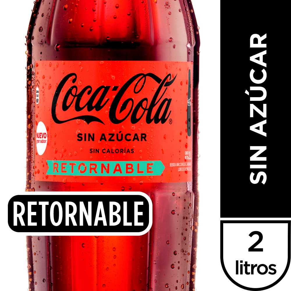 Coca-cola sin azúcar retornable 2 lt