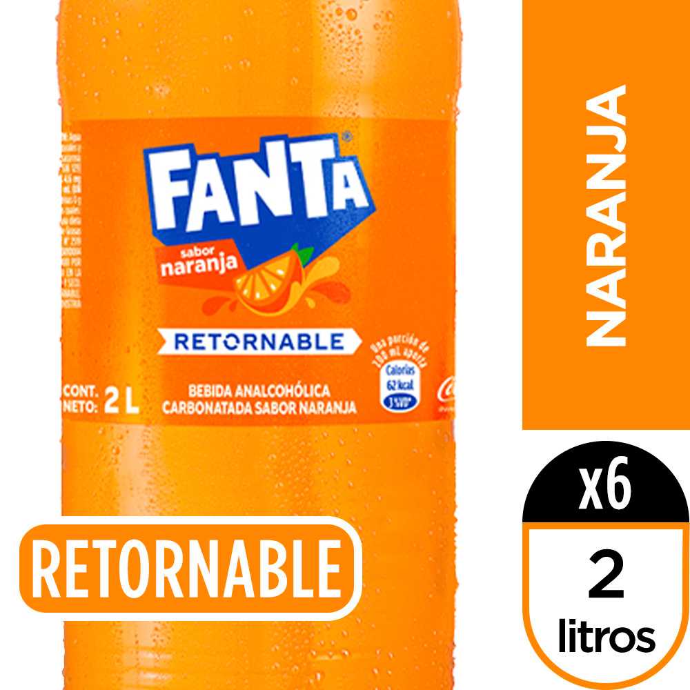 Fanta naranja retornable 2 lt 6pack + canastillo