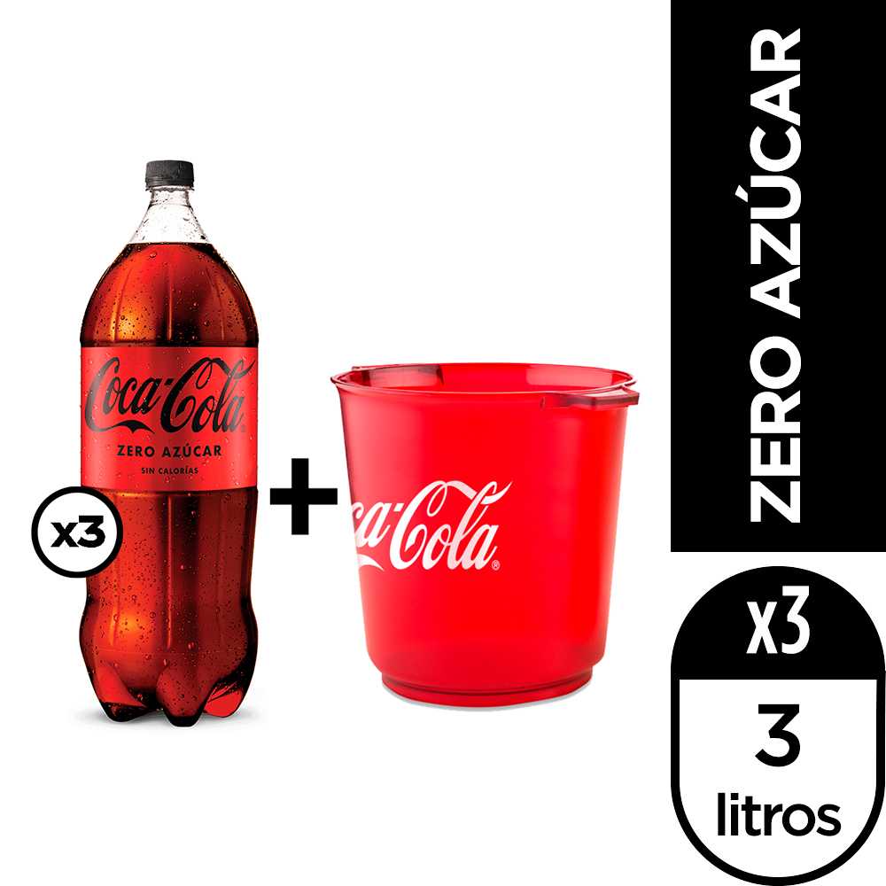 Coca-cola sin azúcar 3 lt 3pack + hielera coca-cola