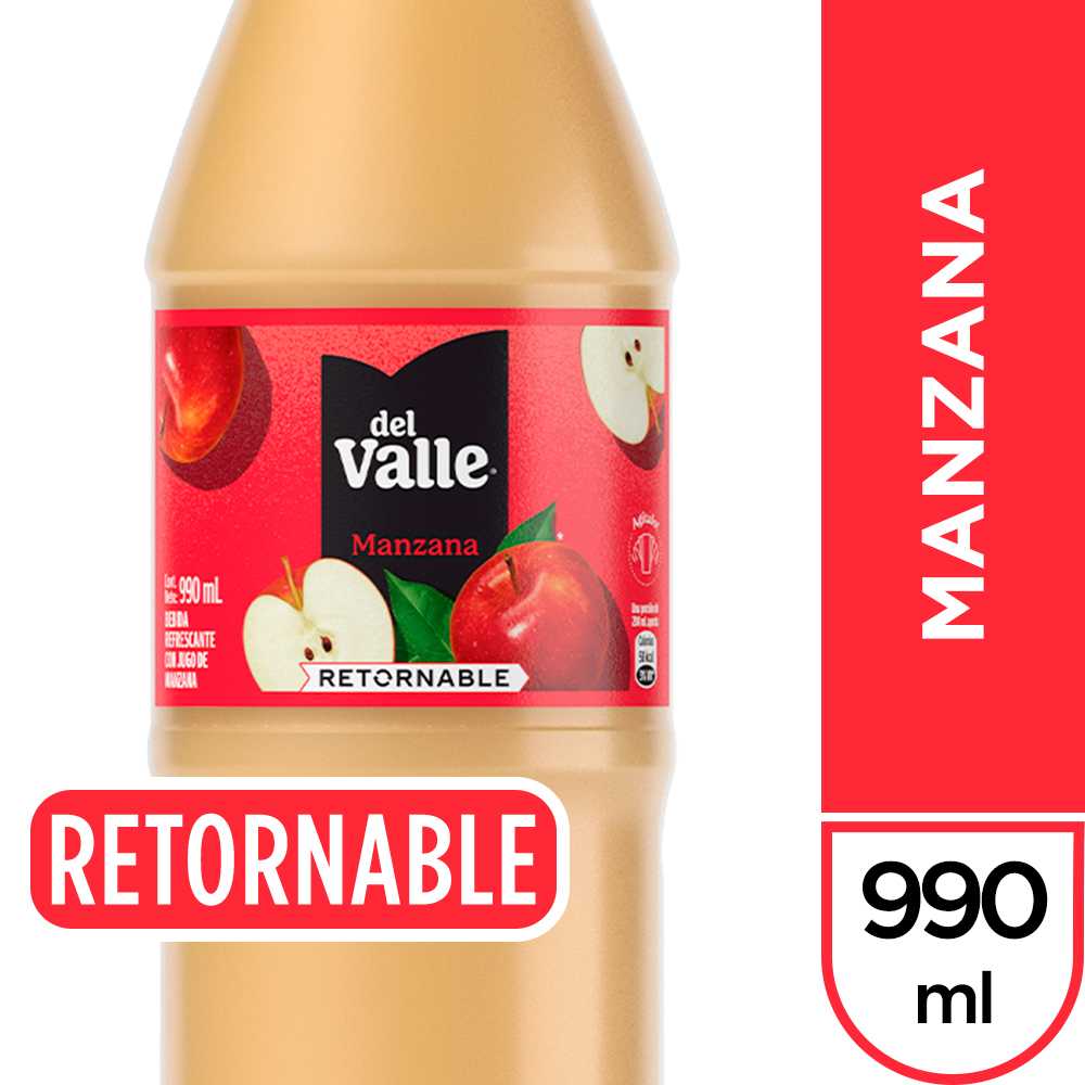 Del valle néctar manzana vidrio retornable 990 ml