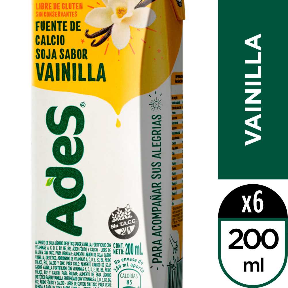 Ades soja sabor vainilla 200 ml 6pack
