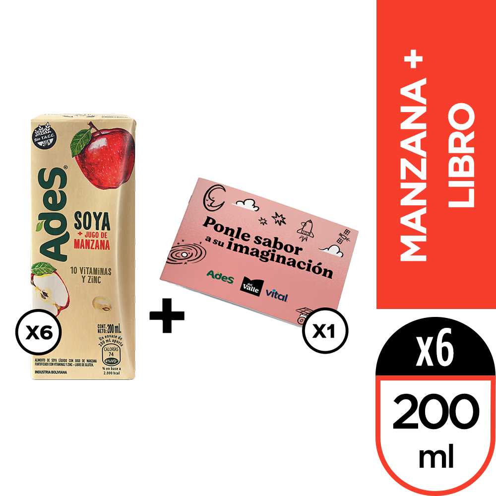 Ades manzana 200 ml 6pack + libro para colorear