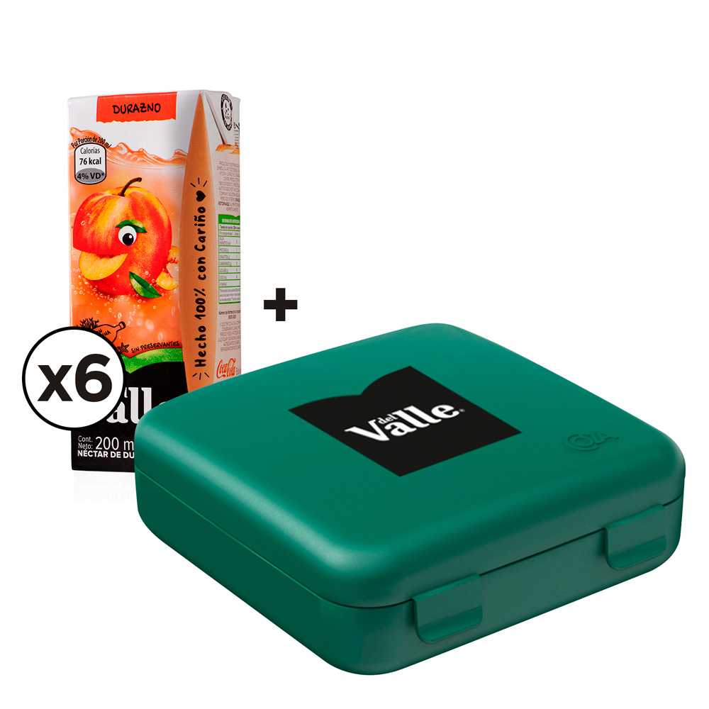 Del valle néctar durazno 200 ml 6pack + sandwichera