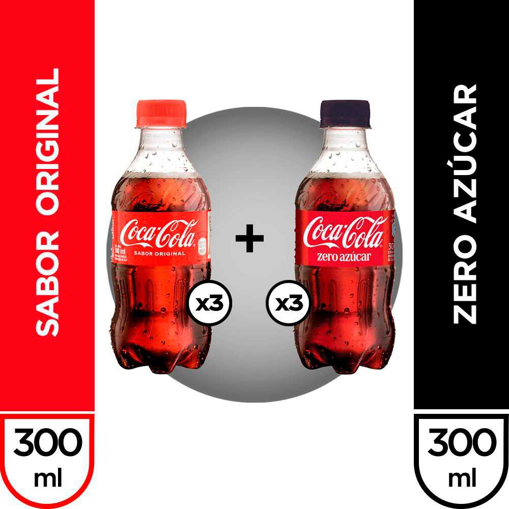 Coca-cola 300 ml 3pack + coca-cola zero azúcar 300 ml 3pack
