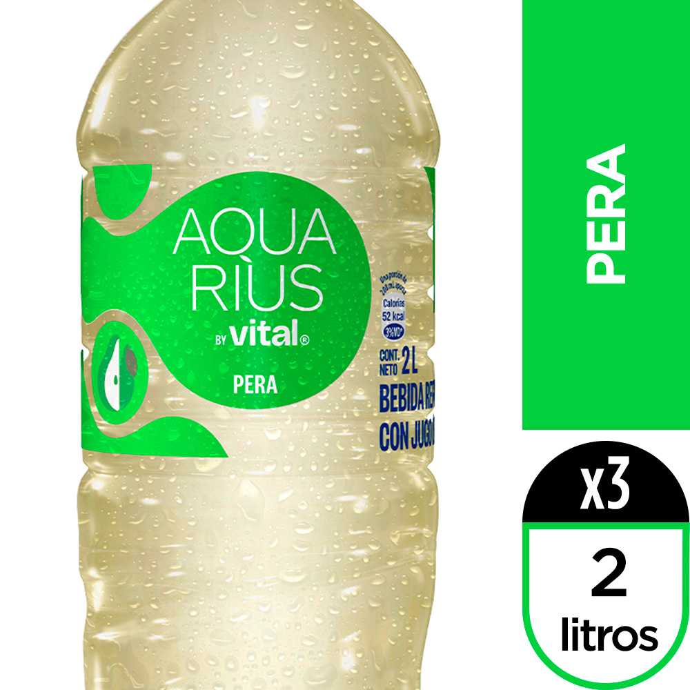 Aquarius pera 2 lt 3pack
