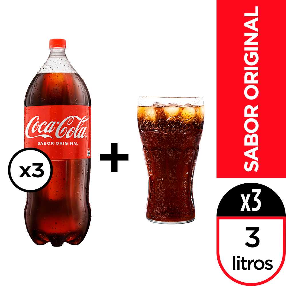 Coca-cola 3 lt 3pack + vaso contour coca-cola