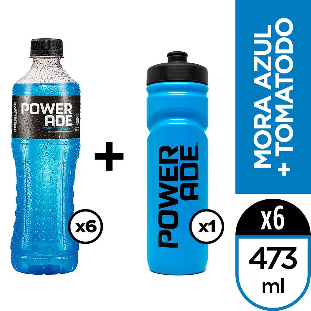 Powerade mora azul 473 ml 6pack + tomatodo powerade