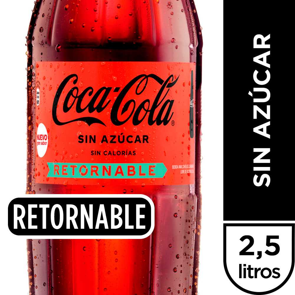 Coca-cola sin azúcar retornable 2.5 lt