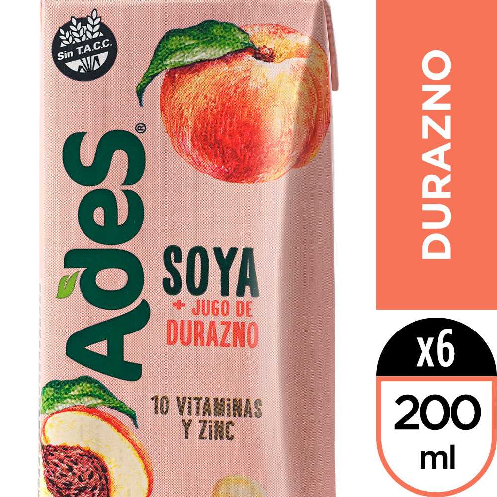 Ades durazno 200 ml 6pack