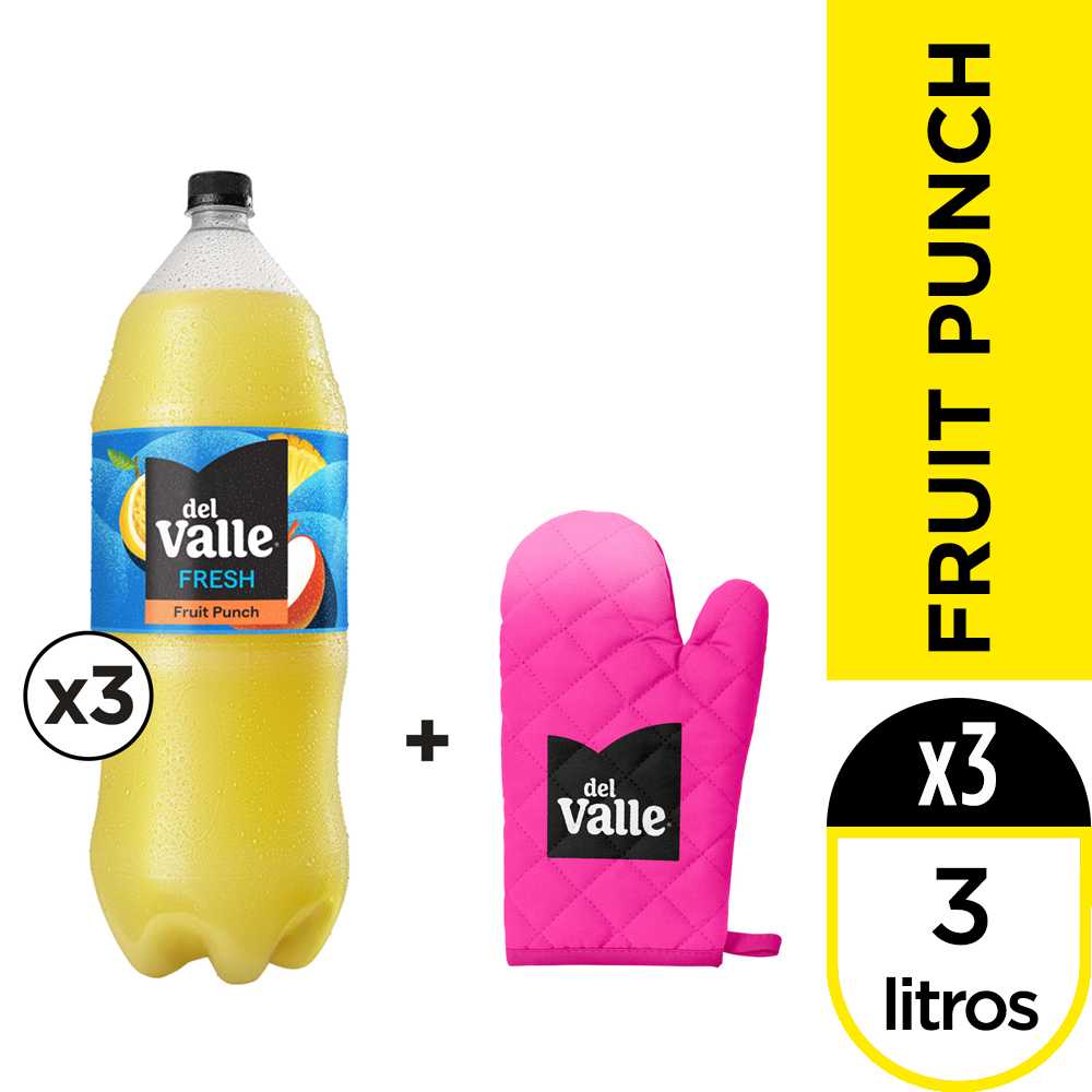 Del valle fresh fruit punch  3 lt 3pack + guante