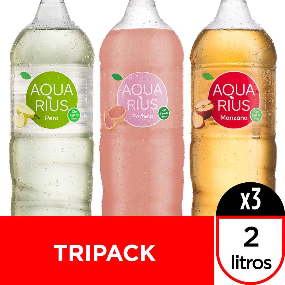 Aquarius pera 2 lt + aquarius pomelo 2lt + aquarius manzana 2lt