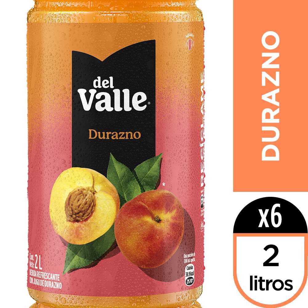 Del valle néctar durazno 2 lt 6pack