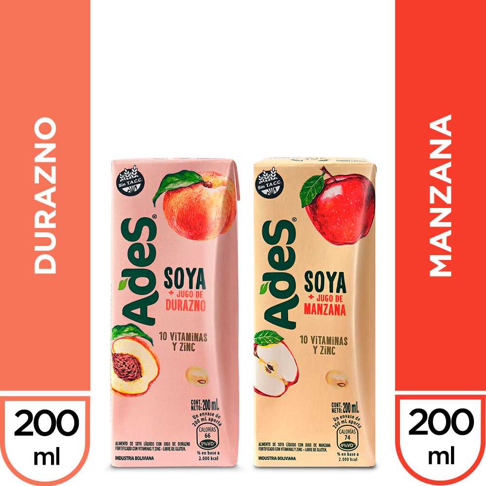 Ades manzana 200 ml + ades durazno 200 ml