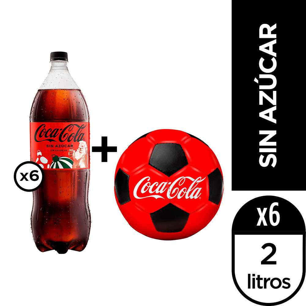 Coca-cola sin azúcar 2 lt ml 6pack + pelota coca-cola