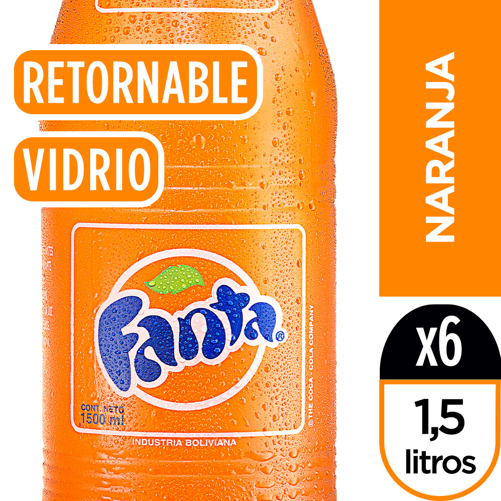 Fanta naranja vidrio retornable 1.5 lt
