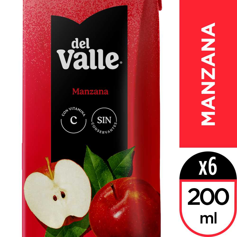 Del valle néctar manzana 200 ml 6pack