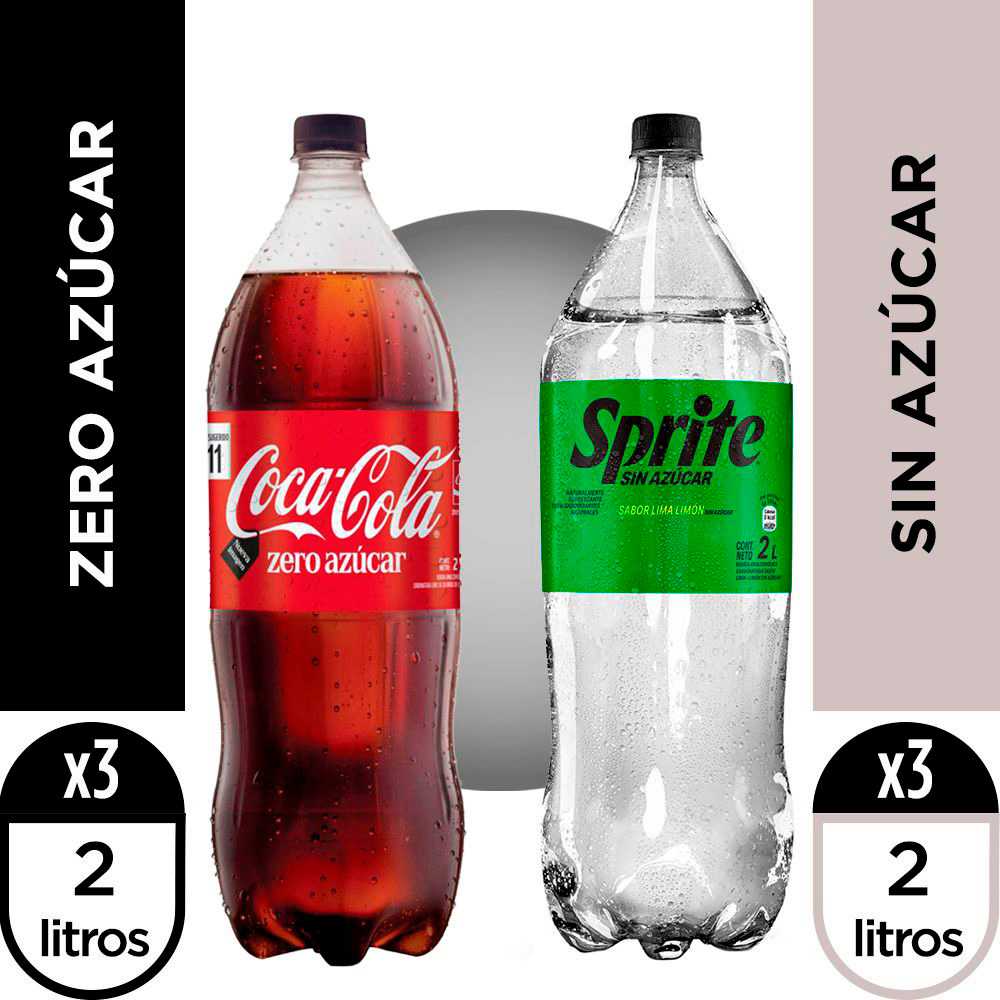 Coca-cola zero azúcar 2 lt 3pack + sprite sin azúcar 2 lt 3pack