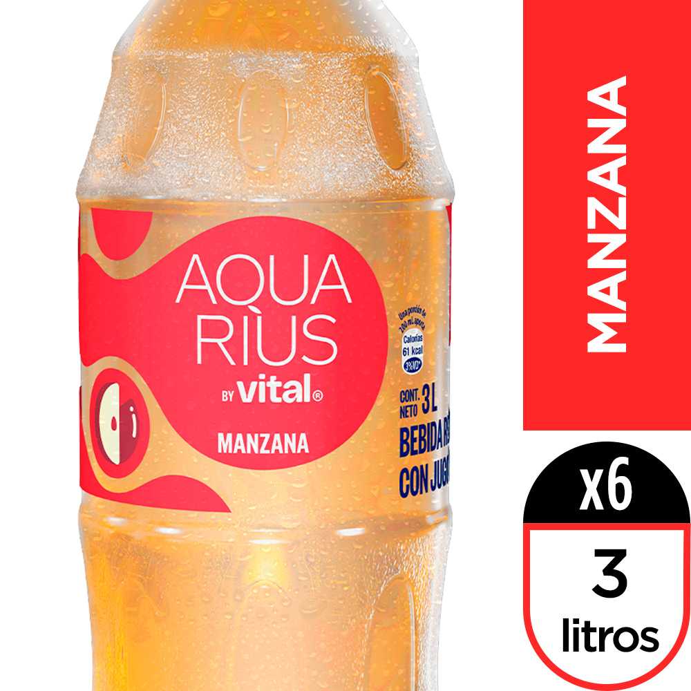 Aquarius manzana 3 lt 6pack