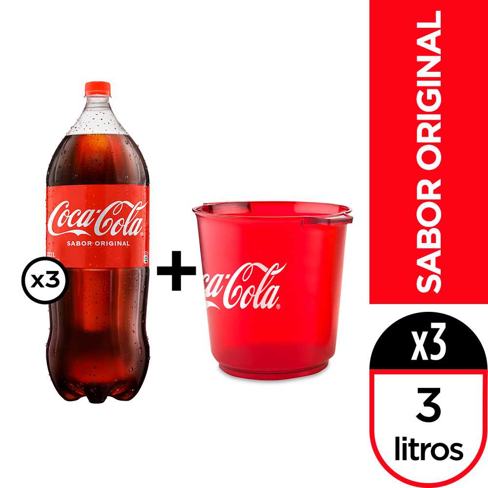 Coca-cola original 3 lt 3pack + hielera coca-cola