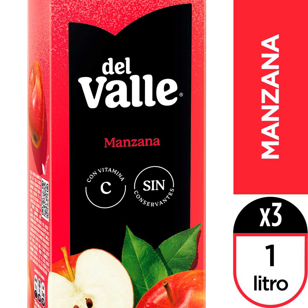 Del valle néctar manzana 1 lt 3pack