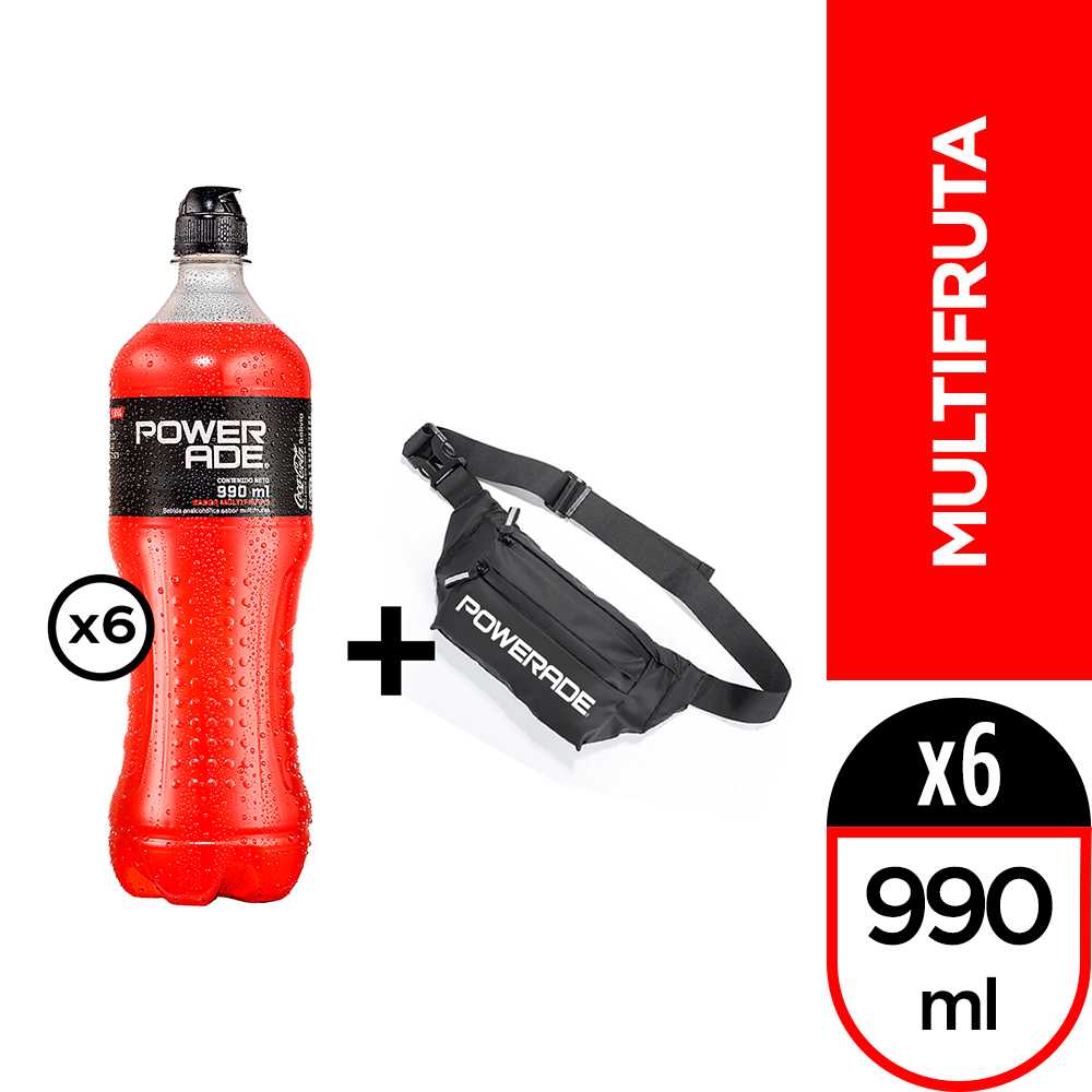 Powerade multifruta 990 ml 6pack + riñonera powerade