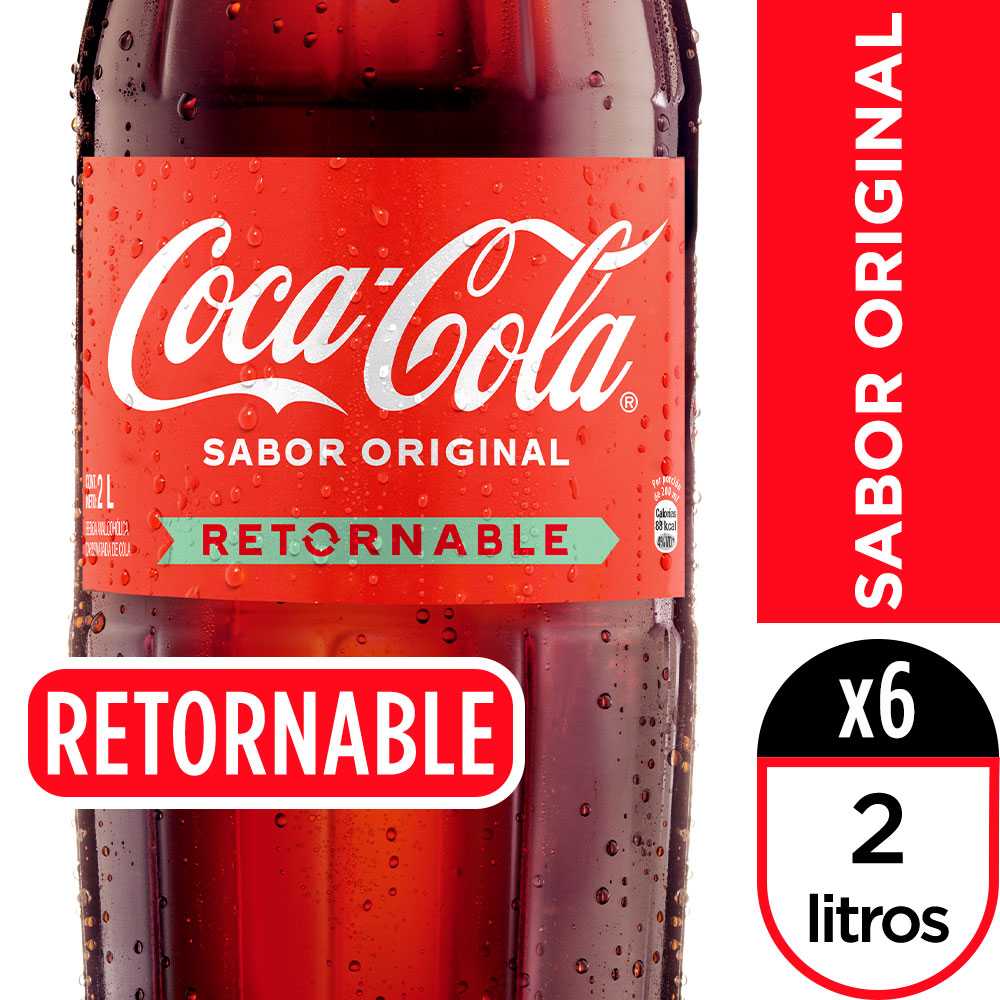 Coca-cola original retornable 2 lt 6pack + canastillo