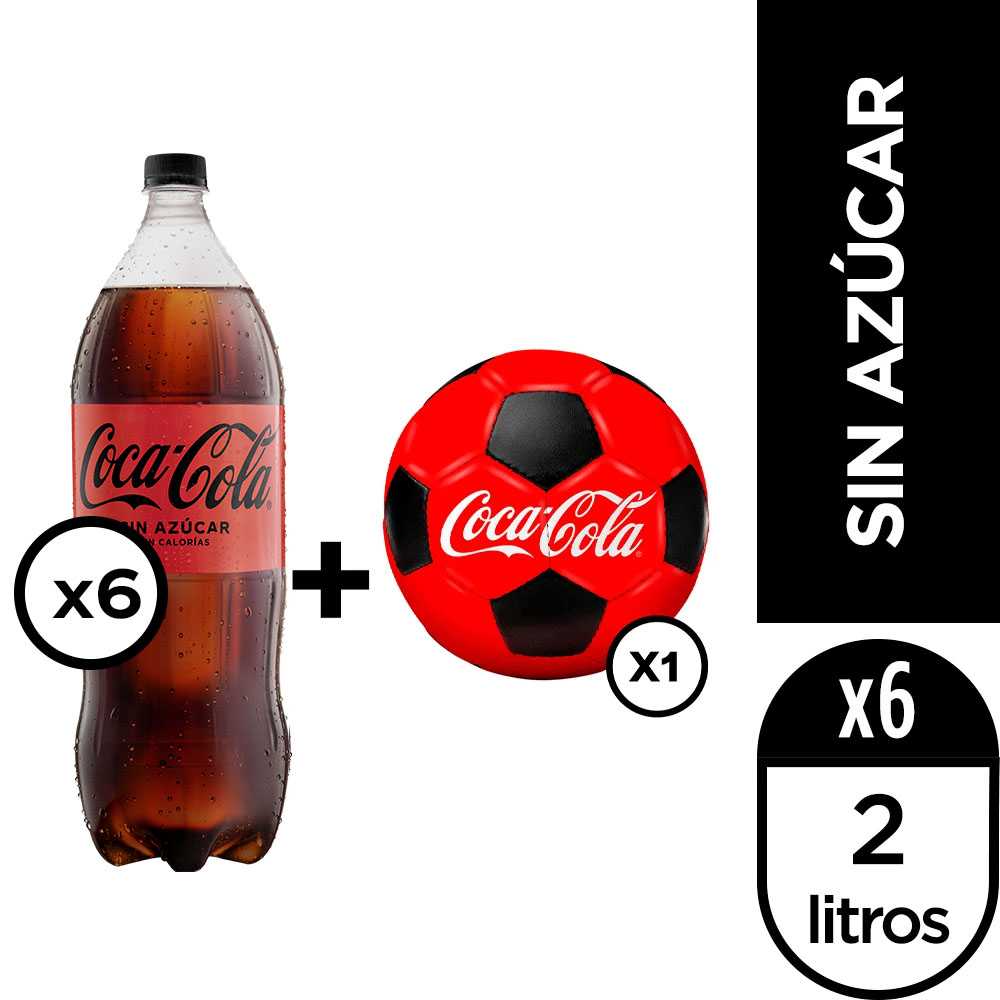 Coca-cola sin azúcar 2 lt ml 6pack + pelota coca-cola