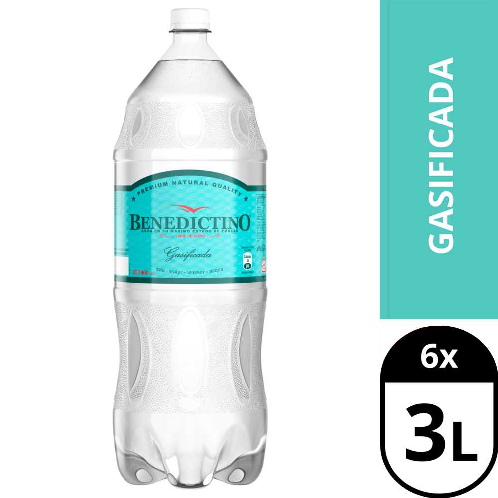 Benedictino con gas 6 x 3 lt