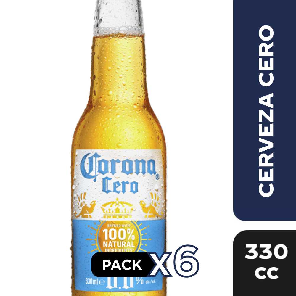 Cerveza corona vidrio sin alcohol 0° 6 x 330 cc